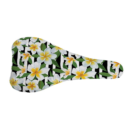 Plumeria Flower Striped Pattern Print Bicycle Seat Cover
