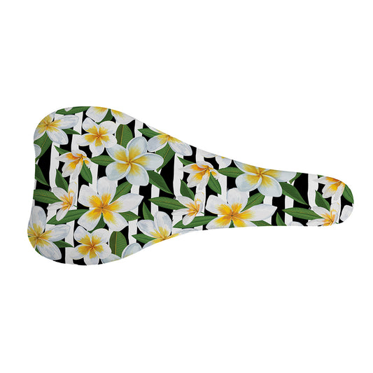 Plumeria Flower Striped Pattern Print Bicycle Seat Cover