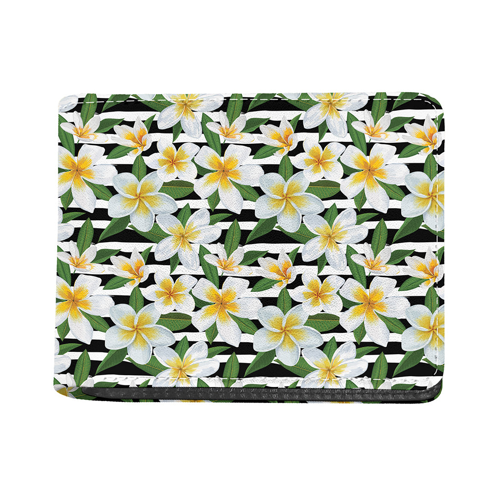 Plumeria Flower Striped Pattern Print Bifold Wallet