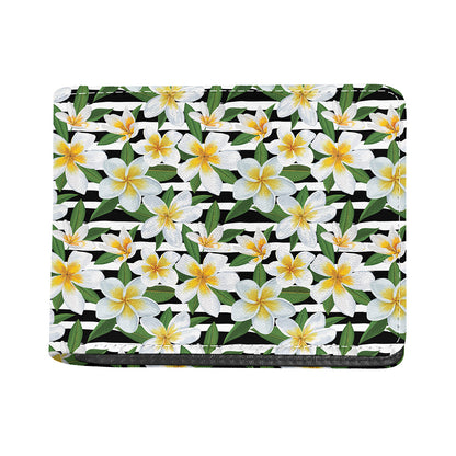 Plumeria Flower Striped Pattern Print Bifold Wallet