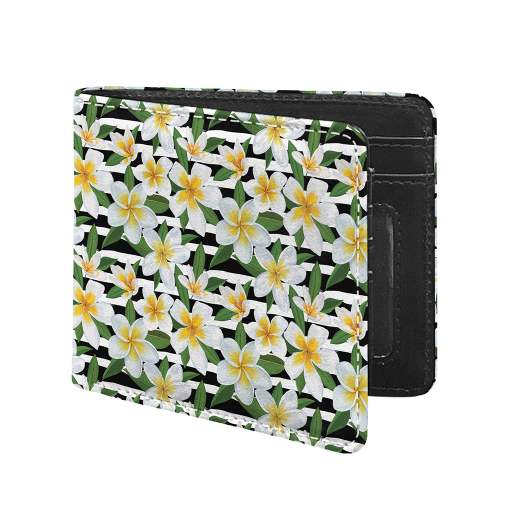 Plumeria Flower Striped Pattern Print Bifold Wallet