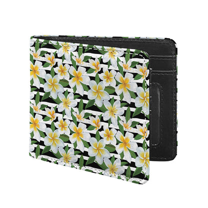Plumeria Flower Striped Pattern Print Bifold Wallet