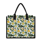Plumeria Flower Striped Pattern Print Canvas Tote Bag