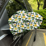Plumeria Flower Striped Pattern Print Car Side Mirror Covers
