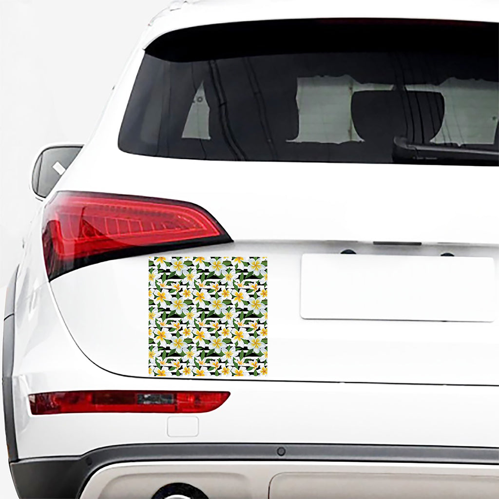 Plumeria Flower Striped Pattern Print Car Sticker