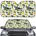 Plumeria Flower Striped Pattern Print Car Windshield Sun Shade