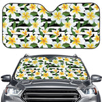 Plumeria Flower Striped Pattern Print Car Windshield Sun Shade