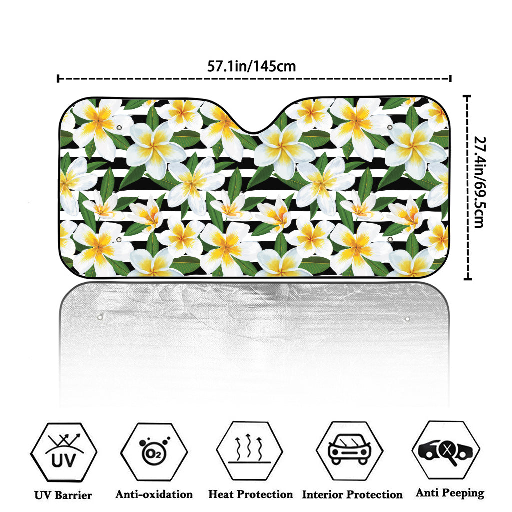 Plumeria Flower Striped Pattern Print Car Windshield Sun Shade