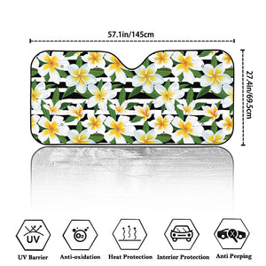 Plumeria Flower Striped Pattern Print Car Windshield Sun Shade