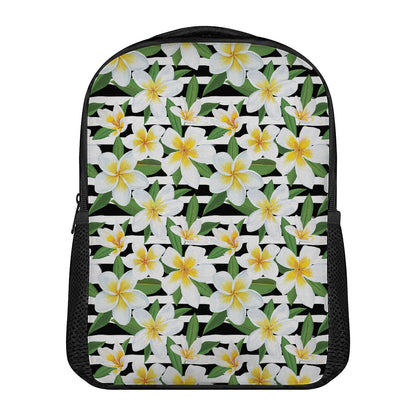 Plumeria Flower Striped Pattern Print Casual Backpack