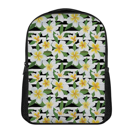 Plumeria Flower Striped Pattern Print Casual Backpack