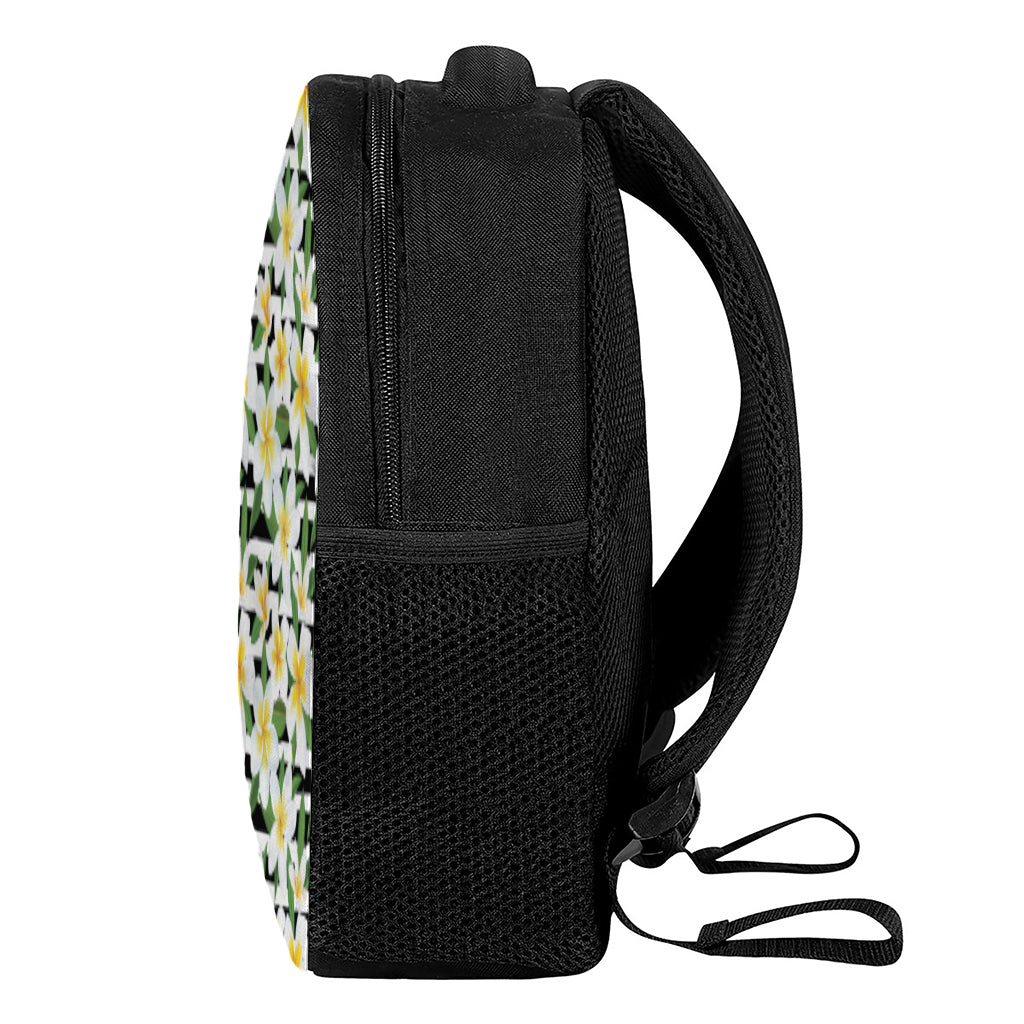 Plumeria Flower Striped Pattern Print Casual Backpack