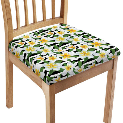 Plumeria Flower Striped Pattern Print Chair Cushion Cover