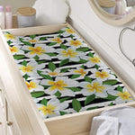 Plumeria Flower Striped Pattern Print Changing Pad Cover