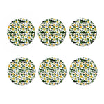 Plumeria Flower Striped Pattern Print Coaster Set