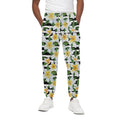 Plumeria Flower Striped Pattern Print Cotton Sweatpants