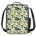 Plumeria Flower Striped Pattern Print Crossbody Lunch Bag