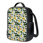 Plumeria Flower Striped Pattern Print Crossbody Lunch Bag