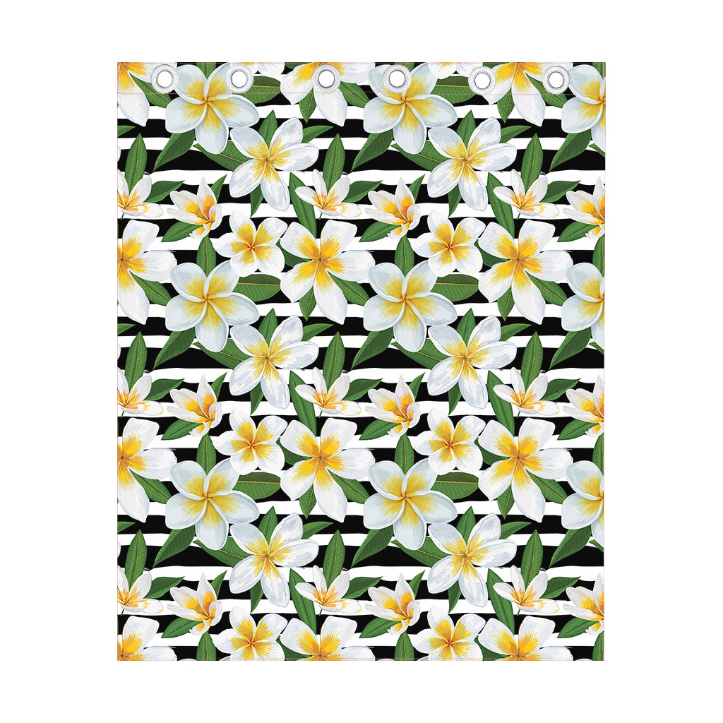 Plumeria Flower Striped Pattern Print Curtain