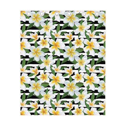 Plumeria Flower Striped Pattern Print Curtain