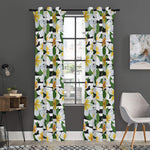 Plumeria Flower Striped Pattern Print Curtain