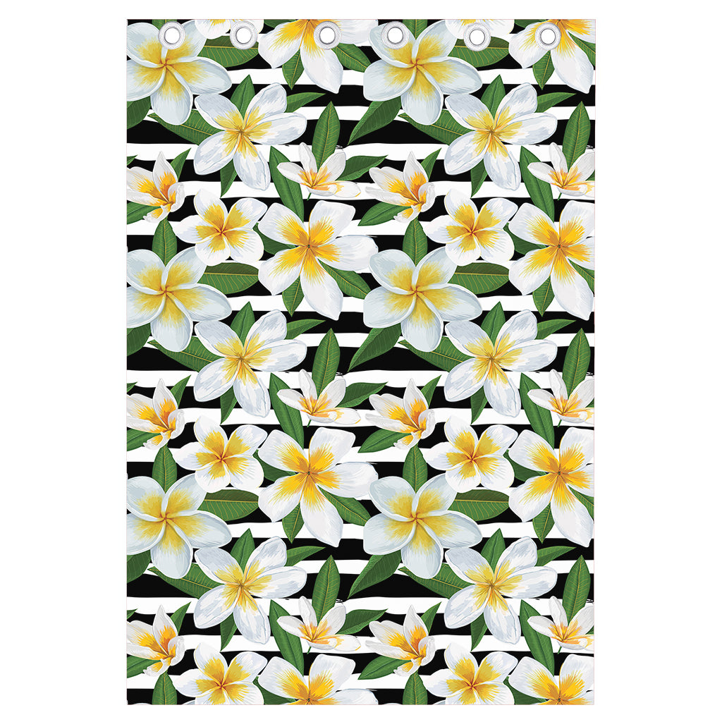Plumeria Flower Striped Pattern Print Curtain