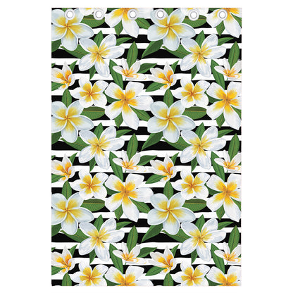 Plumeria Flower Striped Pattern Print Curtain