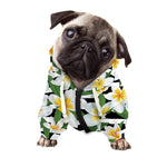 Plumeria Flower Striped Pattern Print Dog Zip Up Hoodie