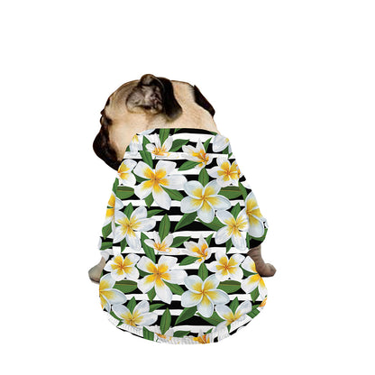 Plumeria Flower Striped Pattern Print Dog Zip Up Jacket