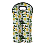 Plumeria Flower Striped Pattern Print Double Neoprene Wine Tote