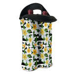 Plumeria Flower Striped Pattern Print Double Neoprene Wine Tote