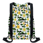 Plumeria Flower Striped Pattern Print Drawstring Backpack
