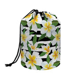 Plumeria Flower Striped Pattern Print Drawstring Makeup Bag