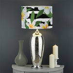 Plumeria Flower Striped Pattern Print Drum Lamp Shade