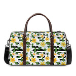 Plumeria Flower Striped Pattern Print Duffle Bag