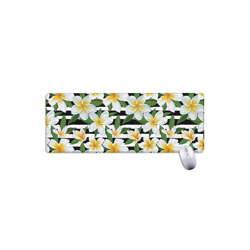 Plumeria Flower Striped Pattern Print Extended Mouse Pad