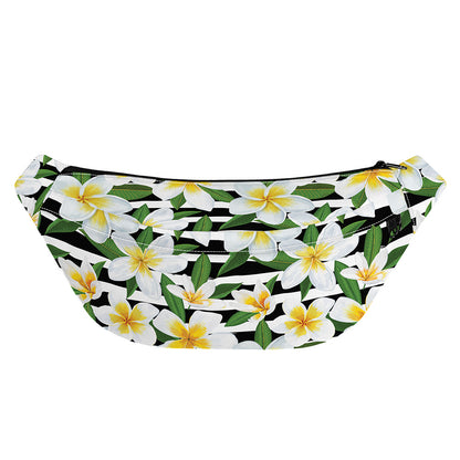 Plumeria Flower Striped Pattern Print Fanny Pack