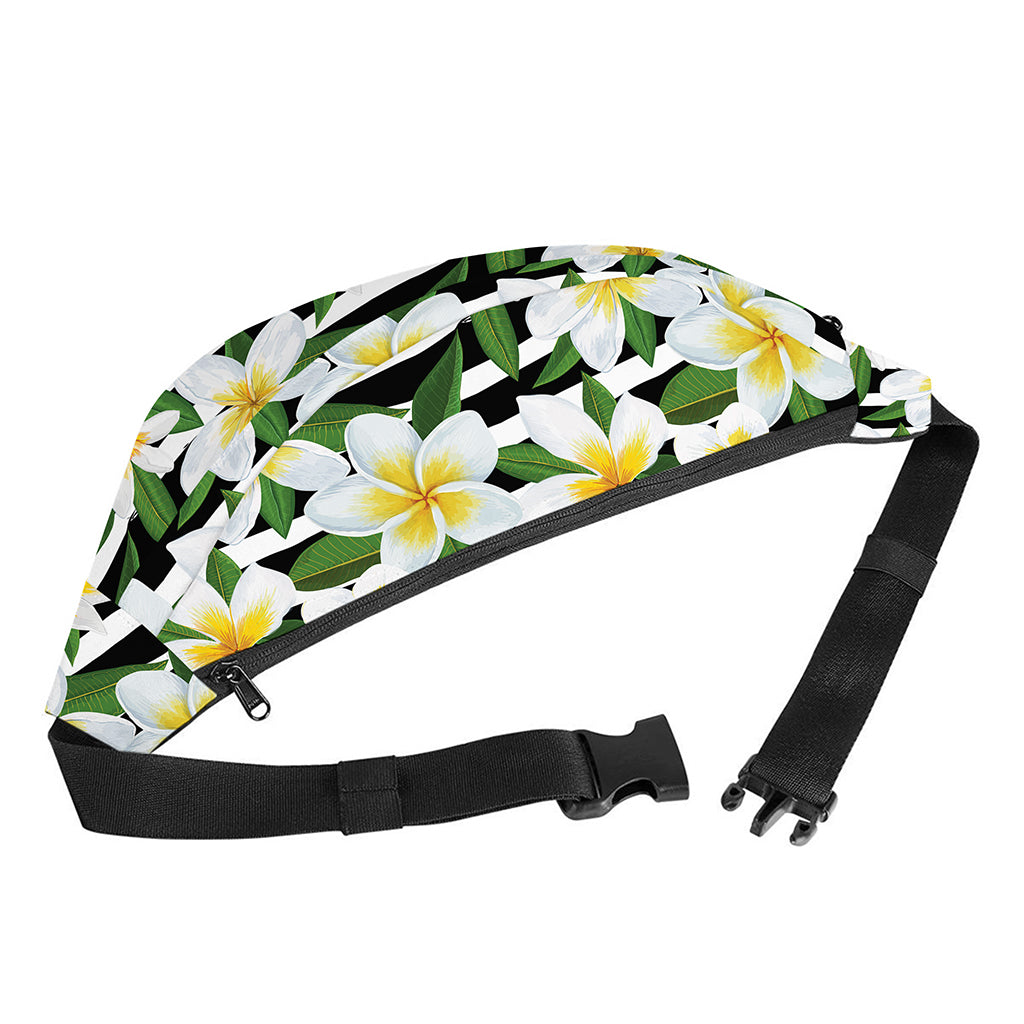 Plumeria Flower Striped Pattern Print Fanny Pack