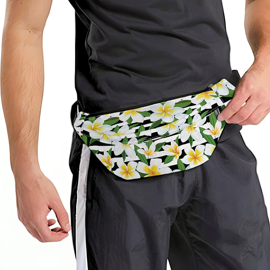 Plumeria Flower Striped Pattern Print Fanny Pack
