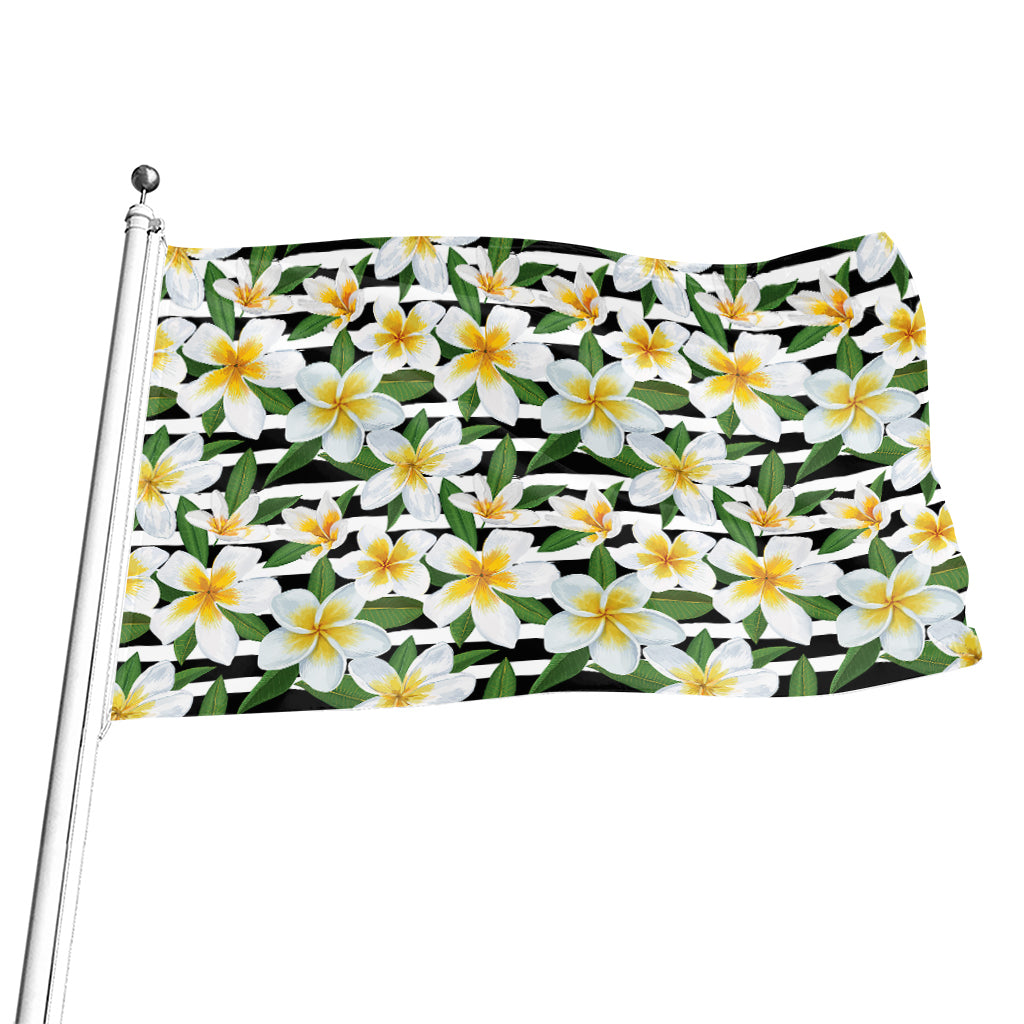 Plumeria Flower Striped Pattern Print Flag