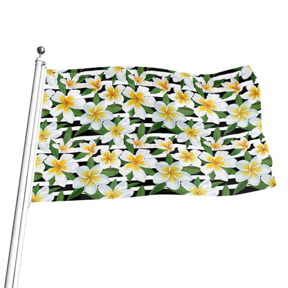Plumeria Flower Striped Pattern Print Flag