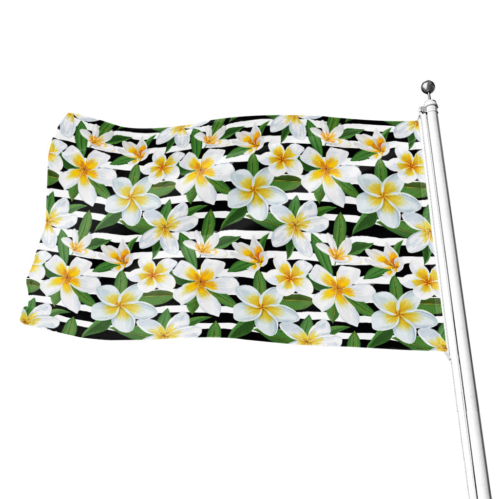 Plumeria Flower Striped Pattern Print Flag