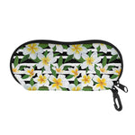 Plumeria Flower Striped Pattern Print Glasses Case