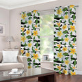 Plumeria Flower Striped Pattern Print Grommet Curtains