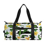 Plumeria Flower Striped Pattern Print Gym Bag