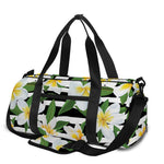 Plumeria Flower Striped Pattern Print Gym Bag