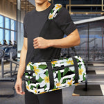 Plumeria Flower Striped Pattern Print Gym Bag