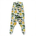 Plumeria Flower Striped Pattern Print Hammer Pants