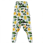 Plumeria Flower Striped Pattern Print Hammer Pants