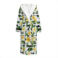 Plumeria Flower Striped Pattern Print Hooded Bathrobe